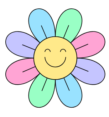 Happy Flower - Sticker - 1.5"